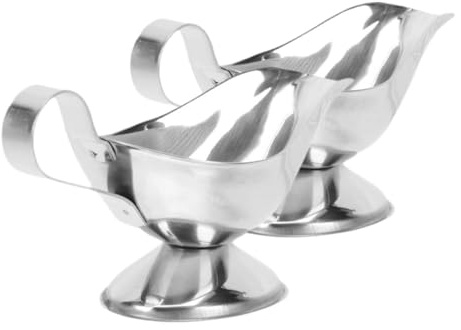 Uonlytech 2 pièces Saucière Inox avec Anse Pichet à Sauce Western pour Jus Ustensile de Table Polyvalent pour Steak et Cuisine