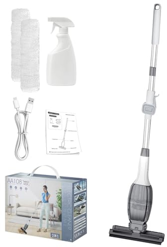 auvstar Nettoyeur de Vitres Electrique avec Manche Télescopique,Lave Vitre,Kit Nettoyeurs de Vitres Sans Fil,avec Vaporisateur,Leger Aspirateur Vitre Rechargeable Autonomie de 30 Minutes,500ml