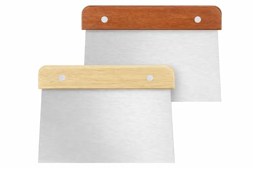 2PCS Rasqueta Cortadora de Acero, Rasqueta Cocina tarjeta de masa de acero inoxidable y cortador de masa de acero i-noxidable como cortador de masa y espátula para tartas de a-cero inoxidable para