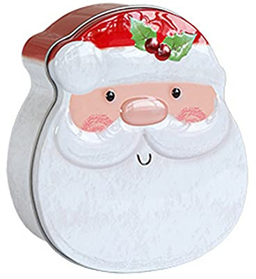 Fictory Scatola di latta natalizia, scatola per biscotti a forma di omino di pan di zenzero, scatola in metallo per caramelle, gioielli e piccoli regali, confezione regalo riutilizzabile per feste di