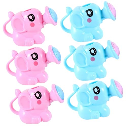 FUNNETOYU 6 Regaderas Juguetes de Baño para Pequeños en Plástico Resistente, Diseño Elefante Interactivo, Colores Rosa y Azul, Set 6 Piezas para Diversión Hora del Baño