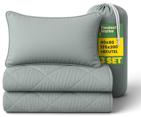 Bestlivings Reise Bettenset 2tlg - Salbei - (135x200cm / 40x80cm) | Waschbar bis 60°C