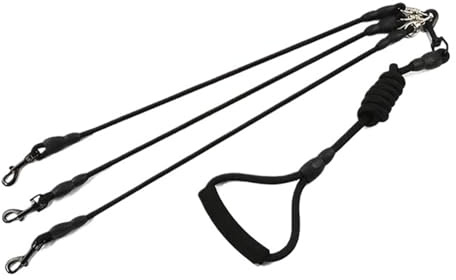 1,9 m Lange Nylon-Hundeleine, langlebig, kompatibel for DREI Hunde, Doppelleinen Pitbull for kleine Chihuahua, Husky(Black,L)