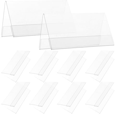 Mikikit 10 Stueck Tischaufsteller Namensschilder V Form Transparent 12x6cm