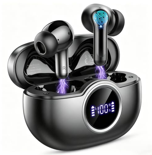 Ecouteurs Bluetooth sans Fil, 2026 Écouteurs Bluetooth 5.4 avec HiFi Stéréo | 4 ENC Antibruit Mic Ecouteurs sans Fil, 36H Oreillette Bluetooth Écran LED, IP7 Étanche, USB-C, Casque Sport pour iOS/Android