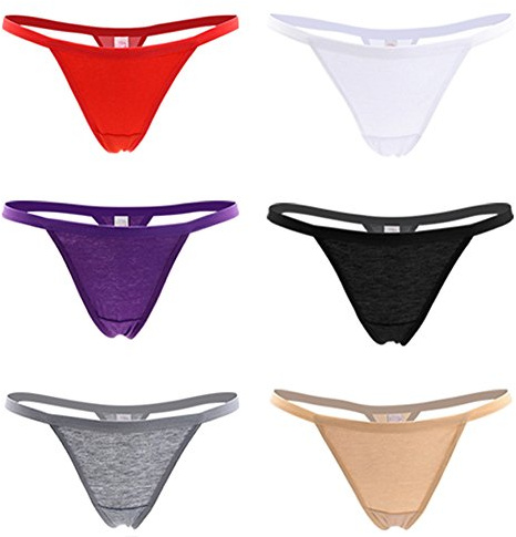 Closecret string tangas kvinnor härliga trosor bomull tangas paket med 6 stycken strängar i 6 färger