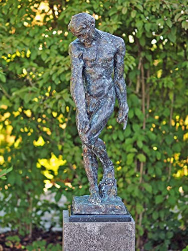 H. Packmor GmbH Bronzeskulptur Männerakt Adam auf Einer Marmorplatte