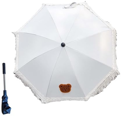 mophrati Ombrellone per passeggino con clip, dispositivo di fissaggio regolabile per attività all'aperto, shopping, escursioni, ombrellone pieghevole con clip, cartone animato