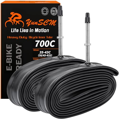 YunSCM 2PCS 700C Heavy Duty Bike Tubes 700x35C 700x36C 700x38C 700x40C 700Cx42C 700x43C 37/43-622 FV60mm Presta Valve Compatible 700x35C/36C/38C/40C/42C/43C 28x1.40 28x1.50 28x1.60 Bike Tyre Tubes