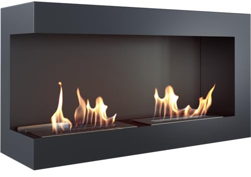 KRATKI Biokamin 900x280mm Wandkamin Ethanol Kamin Dekokamin schwarz Eck-Kamin