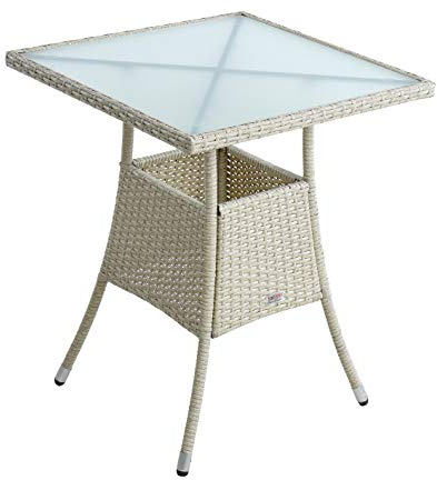 ESTEXO Polyrattan Gartentisch Beistelltisch Rattan Tisch Balkontisch Gartenmöbel Terrassentisch 60x60 cm (Beige)