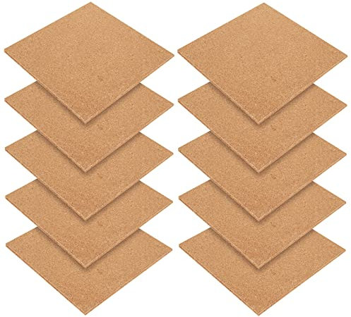 JMIATRY Lot de 10 tableaux carrés en liège autocollants de grande taille pour murs, 6 mm d'épaisseur, pour photos, dessins