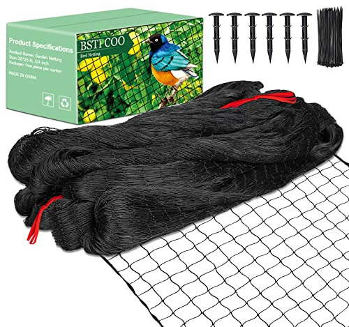 BSTPCOO 25'x25' Bird Netting for Chicken Coop, Nylon 3/4 Mesh Poultry Netting Chicken Net Roof Hawk, Aviary Net Deer Fence Pests Trellis Garden Nettings for Fruits Trees Plant