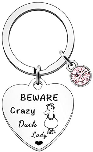 SDOFY Duck Gifts for Women Duck Gifts Duck Keyring Keychain Duck Lovers Gift Beware Crazy Duck Lady