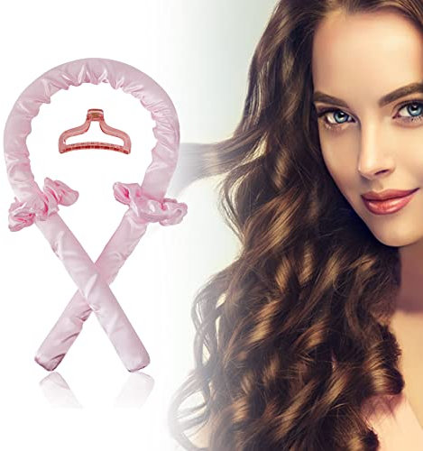 Lockenwickler Ohne Hitze, Haare Locken Ohne Hitze Frisurenset, Heatless Curls Band über Nacht, Haare Lockenband, Heatless Hair Curler für Mittleres Langes Haar, mit Haarschleife, Haarklemme pink