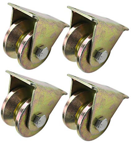 BATLAM Set of 4 Caster Wheels,1.2/2/2.5/3/4 V-Groove Track Wheel,Heavy Duty Groove Wheel,for Inverted Track,Industrial,Sliding Door Roller,Wire Rope Rail,600kg Load Capacity (50 mm)
