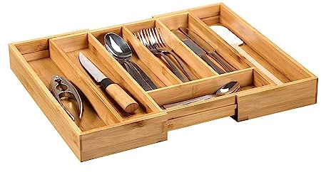Kesper | Besteckkasten ausziehbar, Material: Bambus, Maße: 28.5 – 40 cm x 33.5 x 6 cm, Farbe: Braun | 58084 13