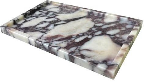 OAIQNUJ Natural Marble Vanity Tray, 9.8x5.9 Genuine Calacatta Viola Marble Tray for Bathroom/Kitchen/Dresser | Genuine Marble Tray for Bathroom/Kitchen/Dresser