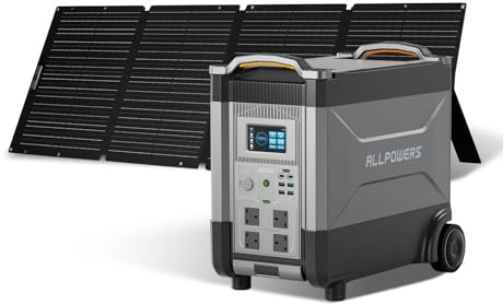ALLPOWERS R4000 3456Wh Outdoor Generator with 200W Portable Solar Panel | LiFePO4 Portable Power Station, Huge 4000W AC Output, MPPT 2000W Solar Generator For Home Backup RV Travel Outdoor Camping