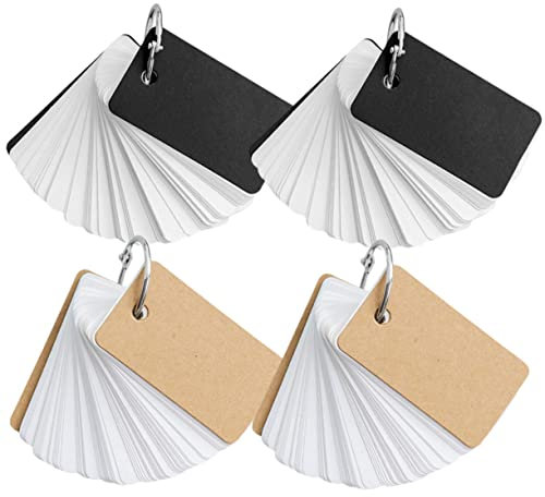 EXCEART 4stücke Teiliges Blanko Karteikarten Mit Metallring Tragbares Notizbuch Für Vokabeln Und Lernen Faltbare Karteikarten Aus Kraftpapier Für Schüler Büro Und Reisen