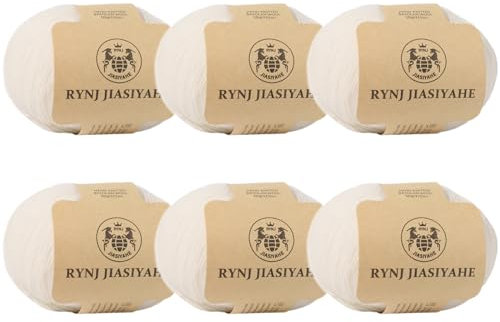 RYNJ JIASIYAHE Wolle, 4-lagiges (1.5mm) Garn zum Strick- & Häkelgarn – Wolle Zum Stricken mit 16 Farben (Weiß,6 x 50 g)