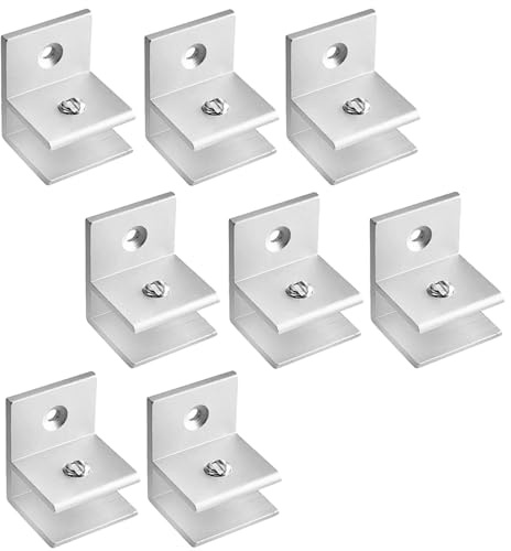 8er Pack Glasklemmen, F Form Glas Regal Halterung, Glashalter Glasregal für 8-10mm dickes Glas, Holz [Silber]