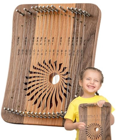 Neamou Tragbares Harfeninstrument, Lyra Harfe 31 Saiten | Hölzerne Lyra-Harfe mit 31 Saiten | Saitenmusikinstrumente für Erwachsene und Kinder, wiederverwendbare Harfe mit chromatischer Skala für