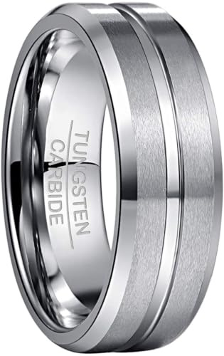 083BASE Ringe Herren Wolframcarbid Schwarz Außenbreite 8mm brei Comfort Fit Design Wolfram Ringe