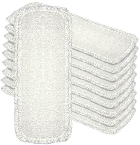Okaei 10 Stuck PureWhite Microfiber Wischmop Bezug - 50 cm Mikrofaser-Schlingen-Bezug für Bodenwischer, Wischmopp, und Bodenreiniger