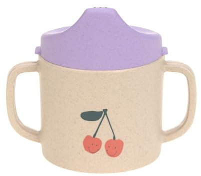 LÄSSIG Tazza per bambini con manico e coperchio rimovibile 150 ml/Sippy Cup Happy Fruits Cherry
