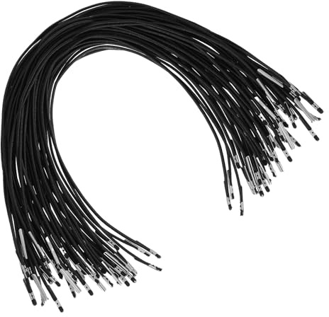 Elastische Widerhaken Cord, 50Stück Elastische Kordeln mit Metall Widerhaken Verschluss Schwarze Stretch Runde Schnur Weiche Dehnbare Kordel für Masken, DIY Partyhüte, Menüs, Buchbinden, Geschenktüten