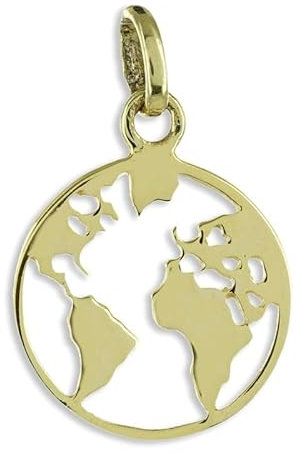 Generisch GOLD Kettenanhänger Weltkarte 333 Gelbgold 8 Karat 12 mm Erde Goldanhänger Schmuck 8 Kt Weltkugel 333'er Echt Goldschmuck fürr Ketten Geschenkidee mit Schachtel