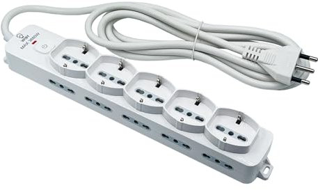 Wiby Ciabatta Multipresa 16A, 3680W, Cavo 3M, 5 Prese Schuko Bipasso + 10 Prese Bipasso