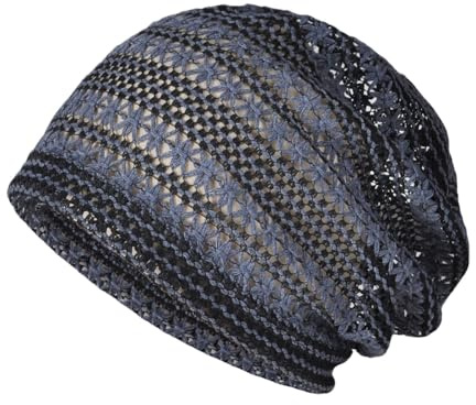 Hrlace Damen Strickmütze Sommer Häkelmütze mit Lochmuster Slouch Beanie | Gestrickte Mütze Häkeloptik, leichte Sommermütze für Frühling, Alltag, Urlaub, Strand, Reisen und Freizeit