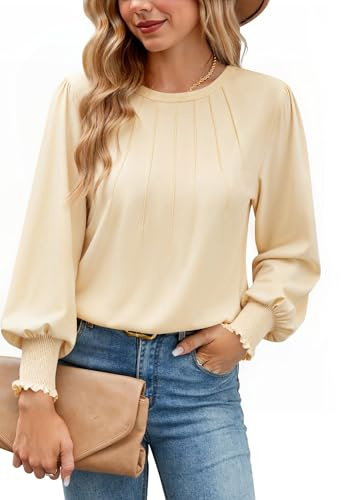 Gyabnw Maglietta Manica Lunga Donna T-Shirt Morbido Maglia Donna Elegante con Maniche a Sbuffo Girocollo Adatto per Gonne alla Moda Pantaloni