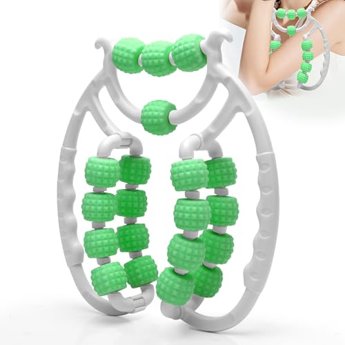 LUPATDY Cellulite MassagegeräT, Manuelles Massageroller Beine, Bein Massagegerät 20 Räder, FöRdert Die Durchblutung, Anti-Cellulite Massagegerät für Bein, Fuß, Armmassage,Grün