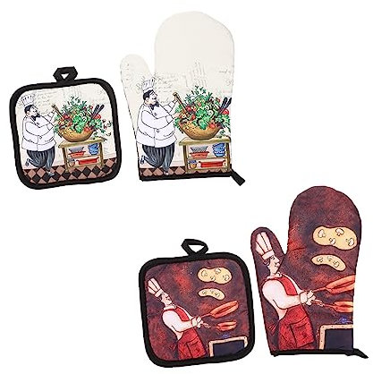 LABRIMP 2sets Microwave Oven Mitts Baking Gloves Insulated Kitchen Gloves Cute Guinea Pig Oven Mitts Quirky Kitchen Accessories Random Style
