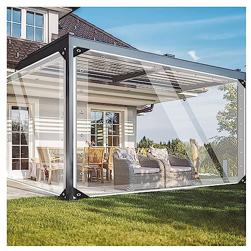 Bâche transparente robuste de 3 x 6 m - Bâche en PVC transparent avec œillets et corde pour jardin, serres, tonnelles, auvents - Feuille de plastique imperméable