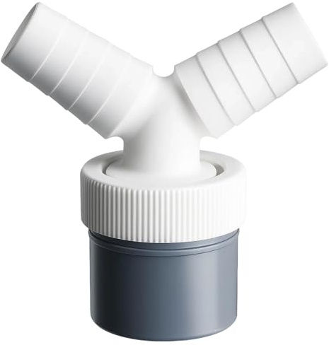 Washing Machine Waste Splitter, Dual Drain Pipe Connector for Dishwasher and Washing Machine, Space-Saving Y-Branch Design with 2 Hose Clamps, Efficient Drainage Solution for Compact Spaces