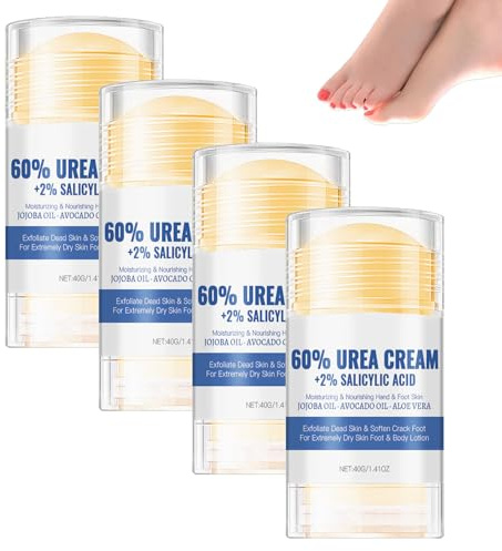 Crème pour les pieds hydratante et anti-crevasses à 60% d'urée, baume pour les talons et les pieds secs et crevassés, crème réparatrice pour les pieds, bâton de soin des pieds pour les callosités (4)