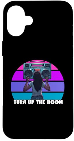 Retro 80er Jahre Boombox Turn Up The Boon Retro Musik Kassette Hülle für iPhone 16 Plus