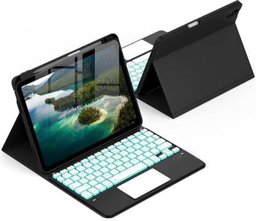 CACOE Funda con teclado compatible con iPad Air 7 Generación 2025 M3 11 pulgadas/Air 6/5/4 generación 2024/2022/2020 con panel táctil, iluminación de 7 colores extraíble teclado italiano inalámbrico