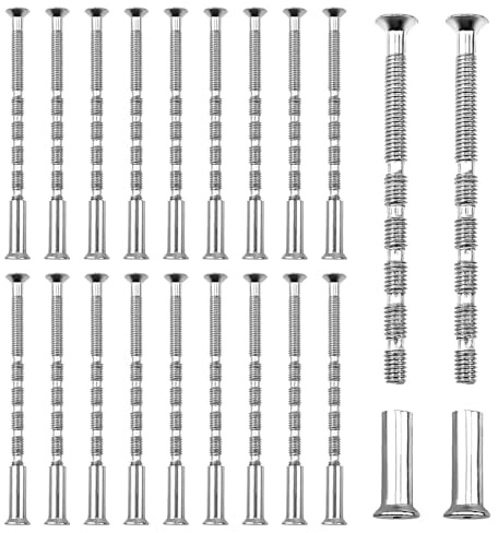 20PCS Universal M4 Door Handle Screws, Door Handle Bolt Through Fixings, Doors Handles Fixing Screws, Screw Connecting Bolts & Sleeves, for Door Handle, Door Lock and Escutcheons, Cabinet, Drawers