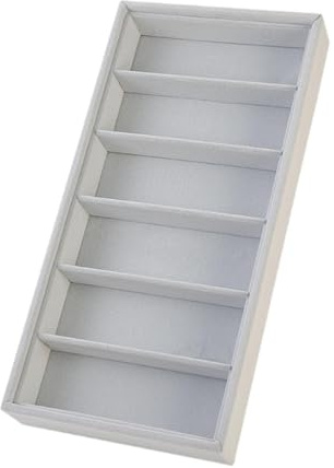 Vassoio Portaocchiali per Occhiali, Organizer per Occhiali da Sole, Contenitore Porta Gioielli Orologi in Velluto con Sei Scomparti Adatto per Casa, Scrivania, Armadio, 38 x 18 x 4,5 Cm, Grigio
