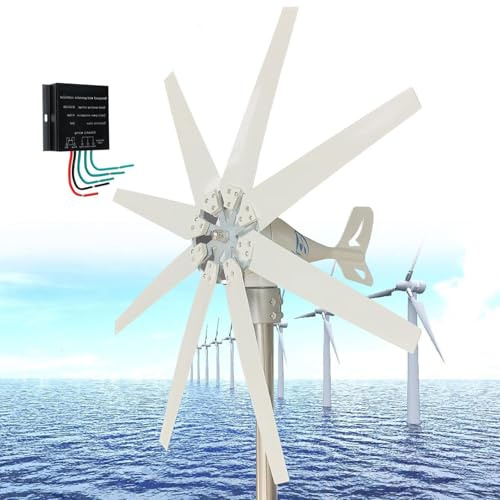 Pyrepping 5000w,8000w,10000w Generador De Turbina Eólica, 12v 24v 48v Aerogeneradores 8 Palas con Mppt Controlador De Viento Kit para Carga Marina Doméstica 10000W-48V