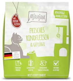 MjAMjAM - Crocchette premium per gatti - Pasti croccanti - Carne di manzo fresca e pollame, confezione singola (1 x 300 g), senza cereali