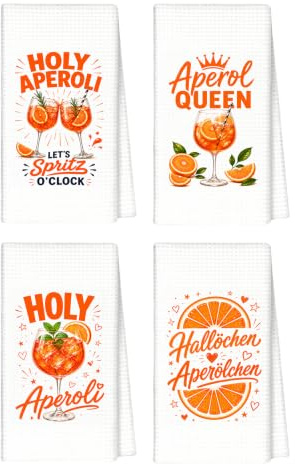4er-Set Geschirrtücher 40x60cm, Lustige Aperol Deko, Aperol Geschenk