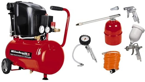 Einhell Kompressor TE-AC 230/24/8 + Druckluft Set, 5-teilig passend für Kompressoren