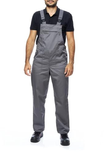MAZALAT work wear Salopette da Lavoro Uomo, Taglie Grandi S-3XL, Made in EU, Colori Diversi, Tuta da Lavoro Uomo Qualità, Grigio, L