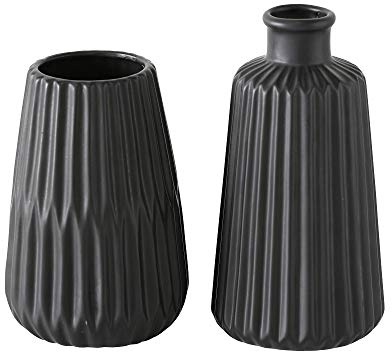 B.o.l.t.z.e 2 x Vase Esko schwarz Höhe 17 cm